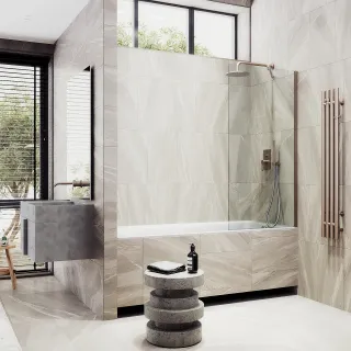 Шторка на ванну MaybahGlass MGV-64-2ш 80см бронза